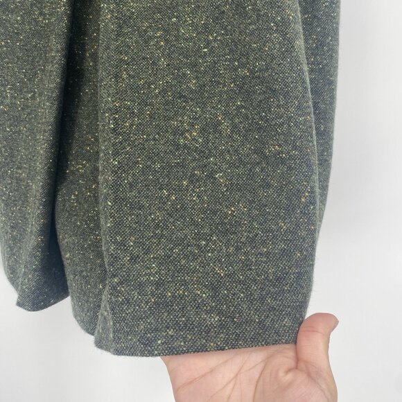THEORY Size 10 Green Speckled Dots Wool Pleated A-LINE Skirt Pockets VTG Y2K - Picture 7 of 10